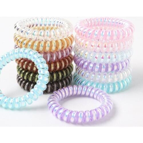New Fashion Ab Color Bright Color Telephone Line Hair Ring Spring And Summer Ladies Tie Hair Rubber Band Head Rope