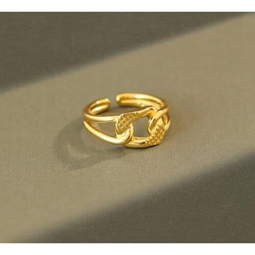 SHANICE 100% 925% Sterling Silver Open Ring Wide Chain Ring For Unisex Vintage Gothic Chunky Midi Ring Antique Jewelry Accessory