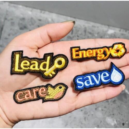 1Pcs Colorful Social Anxiety Home Is Best Save Water Letters Iron On Embroidered Clothes Patches For Jeans Backpacks Clothing