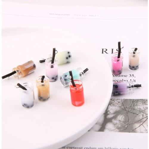 10pcs/pack Milk Drink juice Crystal Glass Bottle Charms DIY Craft fit for Bracelet Jewelry Earring Accessory handmade 10*27mm