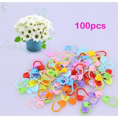 100pcs/lot Mix Color Plastic Knitting Tools Locking Stitch Markers Crochet Latch Knitting Clip Sewing Tools Needle Clip Hook