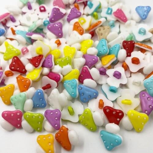 15x14MM 100pcs Mix Color Mushroom Shank Plastic Combined Buttons DIY Scrapbooking Childrens Garment Sewing Accessories PT32
