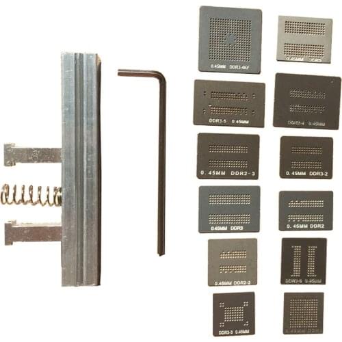 12pcs Memory Directly Heat BGA Reballing Stencils Template Holder Jig For DDR1 DDR2 DDR3 DDR5 Welding Rework Repair