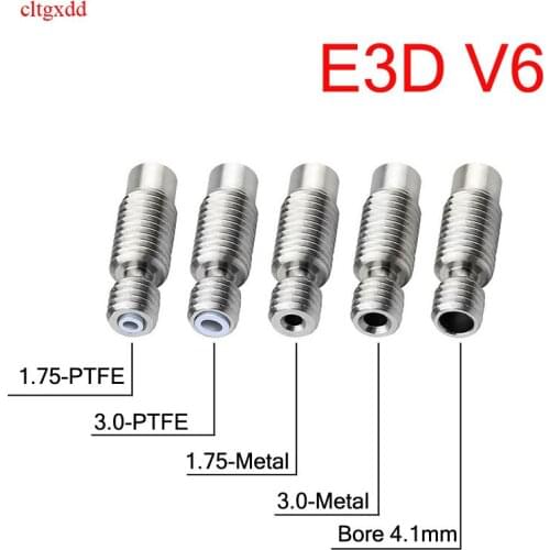 2Pcs/lot E3D V6 Heat Break Hotend Throat For 1.75/3.0/4.1mm All-Metal/with PTFE, Stainless Steel Remote Feeding Tube Pipes
