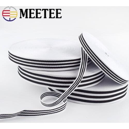 30Meters Black White Stripe Polyester Webbings Bag Backpack Strap Belt Ribbons Bias Binding Tapes Gift Wrapping DIY Accessories
