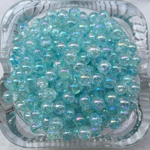 40pcs 8mm Lake Blue AB Chunky crack Beads Jewelry Bubblegum Necklace