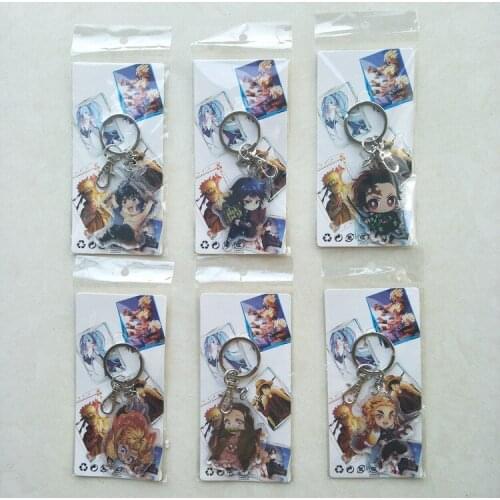 6pcs/lot Anime Demon Slayer Kimetsu no Yaiba acrylic keychain keyring pendant toy gift