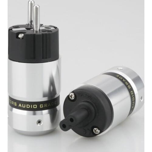 Audiocrast Rhodium Plated Schuko Male Plug Hifi Figure 8 IEC C7 Plug Female Socket DIY Power Cord Cable