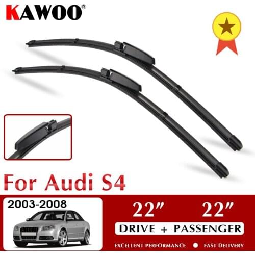 KAWOO Wiper Car Wiper Blades For Audi S4 October 2003 - Nov. 2008 Windshield Windscreen Window 22"+22" LHD RHD Auto Accessories