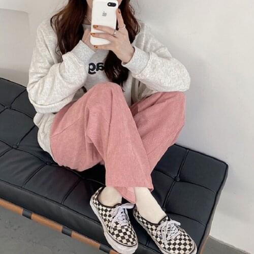 Pants Women 2021 New Pink Loose Straight wide-legged Female Lazy Leisure Undertakes Trousers WBX1123