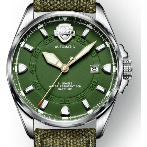 Military Mens Automatic Watches Sports NH36 Mechanical Wristwatch Army 41mm Stainless Steel Luminous Sapphire Crystal Clock 2021