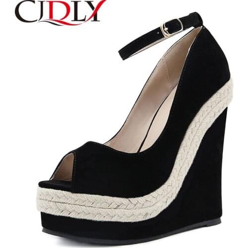 CJDLY Pumps Women Wedge Sandals Female Platform Bohemia High Heel Sandals Ankle Strap Open Toe Ladies Shoes Zapatos De Mujer