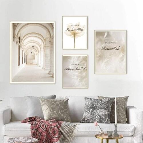 Blooming Flower Dandelion Canvas Oil Painting Modern Islam Palace Architecture Printing Poster Wall Art Living Room Home Decor