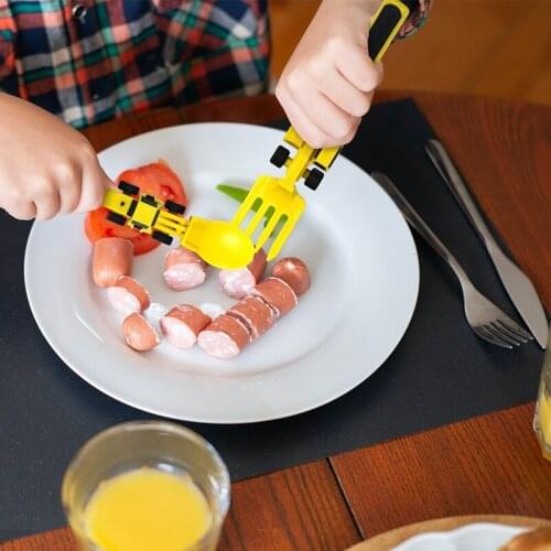 Childrens Car Tableware Bulldozer Excavator Shovel 3-Piece Cutlery Childrens Tableware