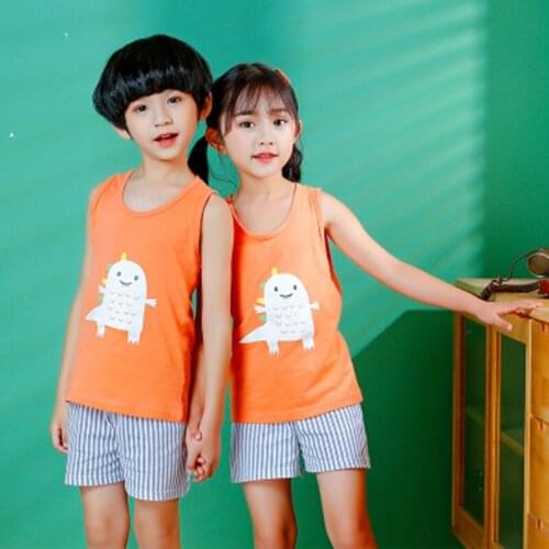 Childrens Sleepwear Clothing Sets Sleeveless Vest+Shorts Homewear Toddler Suit Cartoon Kids Baby Girls Clothes Cotton Pajamas