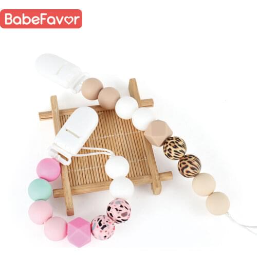 Baby Silicone Pacifier Chain DIY Silicone Food Grade BPA Free Baby Molar Beads Multi-Color Pacifier Clips Dummy Holder Necklace