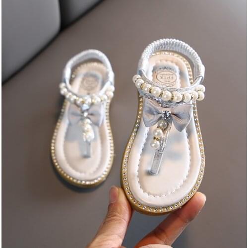 2021 Summer Childrens Sandals Girls Sequins Diamonds Rhinestone Shoes Kids Pearl Crystal Single Princess Sandals