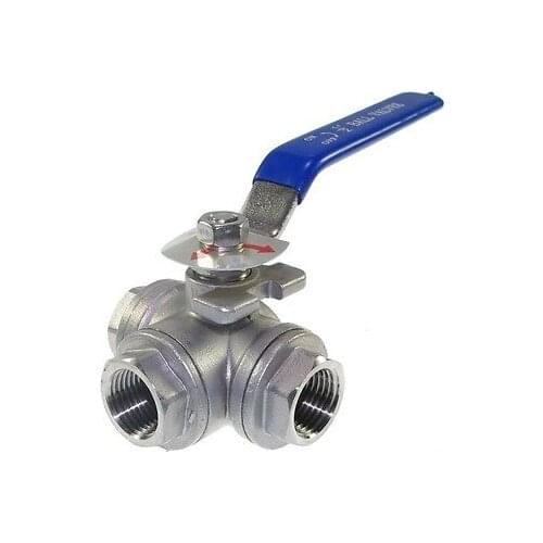 DN25 G1" Female 3-Way L-Port 304 Stainless Steel Ball Valve Water Oil