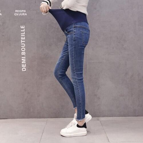 Pregnant women jeans 2019 spring and autumn new wear Slim Korean fashion nine points pants