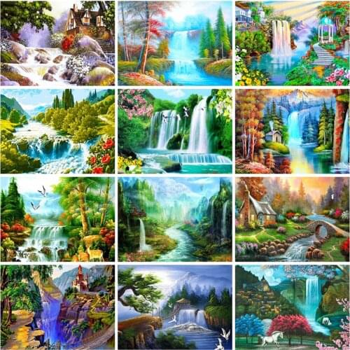 EverShine Diamond Painting Wanterfall Diamond Mosaic Landscape Cross Stitch Picture Rhinestones Handmade Hobby Mosaic Art Gift