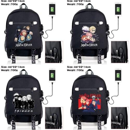 Jujutsu Kaisen Backpack Canvas Zip School Bag Teenager Packsack Casual Laptop Bag Student Shoulders Bag High Quality Rucksack