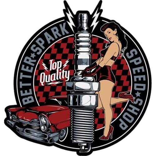 Interesting Car Sticker Accessories PIN UP GIRL SPARK Car Styling Decal Vinyl Window Cover Scratches Waterproof PVC 13cm*12cm