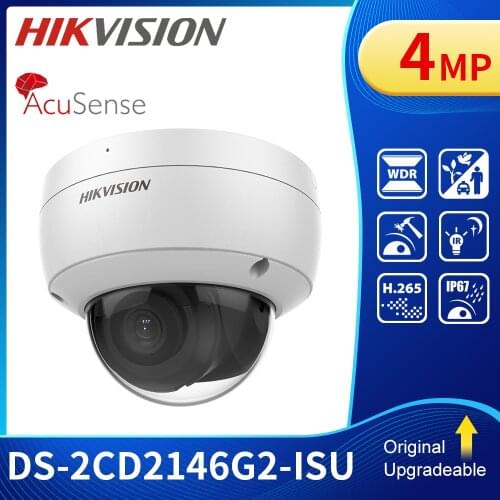 Hik IP Camera AcuSense 4MP IR PoE Turret DS-2CD2146G2-ISU Built-in MIC&SD Card Slot Video Surveillance CCTV Security IP67