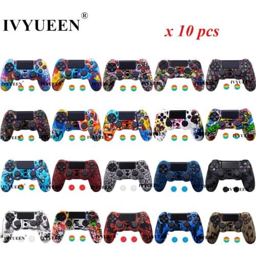 IVYUEEN 10 pcs Silicone Protective Skin Case For Sony PlayStation 4 PS4 DS4 Pro Slim Wireless Controller Cover Game Accessories