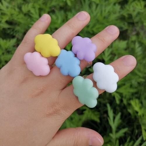Resin candy color cloud rings for teenage egirls plastic statement ring y2k jewelry harajuku style cute summer jewelry 2021