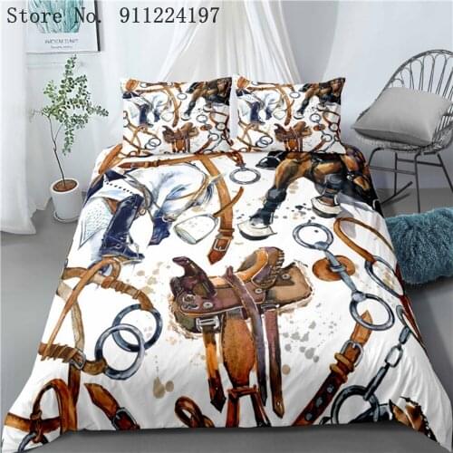 3D Cartoon 3PCS Duvet Cover Set Man And Horse Bedding Set For Adult Bedcloth 2/3pcs Queen King Twin Size Comforter Bedding Set