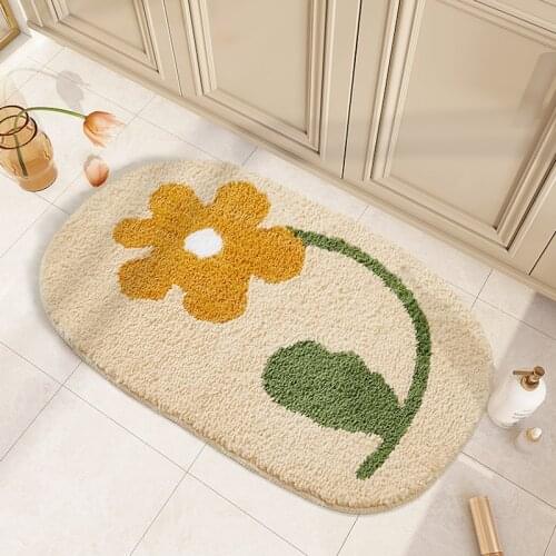 Bathroom Mat Chic Simple Relax Rose Brown Soft Carpet Super Absorbent Slip-resistant Pad Kitchen Door Floor Mats Artistic Room