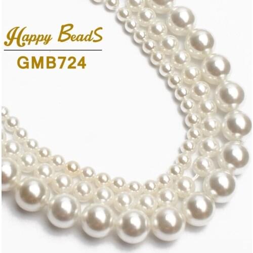 Wholesale Natural White Shell Pearl Round Loose Beads For Jewelry Making Choker Making Diy Bracelet Jewellery 2/3/4/6/8/mm 15