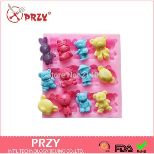 Little Bear Series Modelling Chocolate Mold Silicon Fondant Cake Decoration Mold Wholesale Fondant Mold Moulds Silicone Rubber