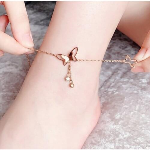 Fashion Butterfly Shape Foot Chain Yoga Summer Beach Gold Silver Color Anklets Bracelet For Women Jewelry