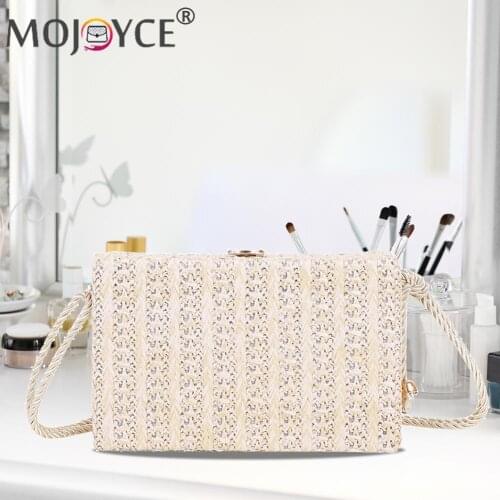 Fashion Handmade Shoulder Bag Summer Casual Bags Women Woven Hollow Out Square Box Mini Purse Shoulder Crossbody Bags