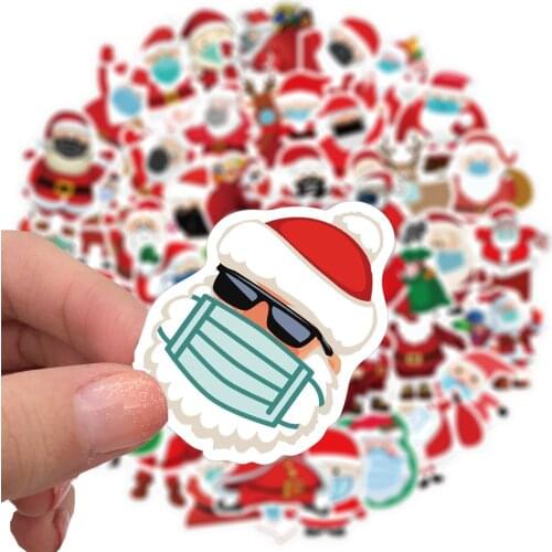 50pcs/pack Santa Claus wearing a mask Stickers For Notebook Motorcycle Skateboard Computer Mobile Phone Cartoon Toy