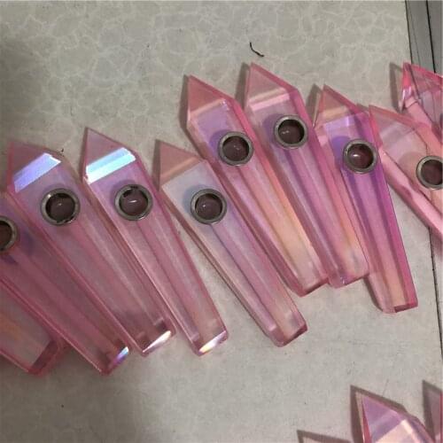 Natural titanium rose quartz aura quartz crystal smoking pipes