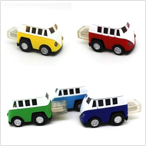 The New Toy Mini Car Model USB Flash Drive 4G 8G 16G 32G 64G Memory Stick Pendrive T1 Minibus U Disk 128GB Pen drive Truck Van