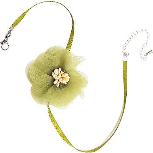 Na541 Wedding party Trendy simple light green fresh fabric flower Chokers necklace Female jewelry accessories