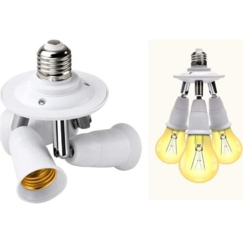 3 in 1 Light Socket Splitter E26 E27 Adapter Converter for Standard LED Bulbs 360 Degrees Adjustable 180 Degree Bendable Max Wat