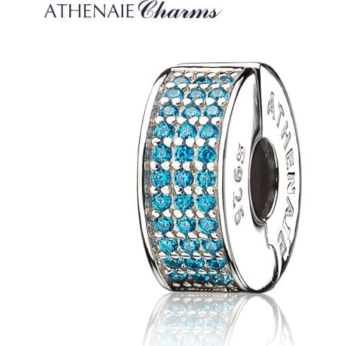 ATHENAIE 926 Silver Clip Spacer Pave CZ Enamel Charm Fit All European Bracelets Necklace