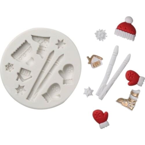 Christmas Snow Sleigh Gloves Mold Fondant Cakes Decor Tools Silicone Molds Sugarcraft Chocolate Baking Tools Cakes Gumpaste Form