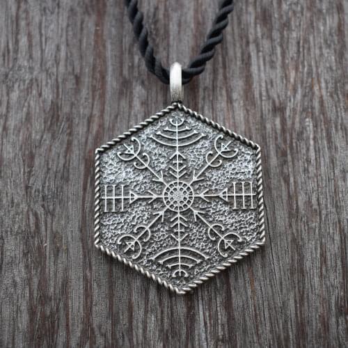 Viking veldismagn Fortune & Protection Symbol nordic pendant Necklace Jewelry Hexagonal SanLan Jewelry aegishjalmur