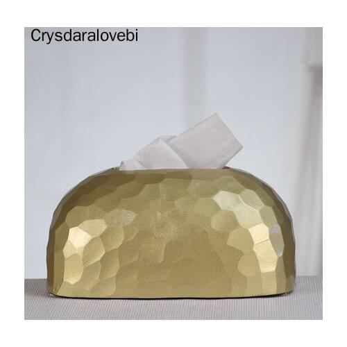 Modern Ceramic Golden Tissue Box Home Simple Living Room Restaurant Hotel Paper Towel Storage Box Desktop Decoration