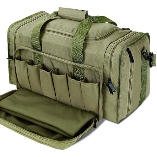 SoarOwl Tactical Gun Range Bag Shooting Duffle Bags for Handguns Pistols with Lockable Zipper and Heavy Duty Antiskid Feet