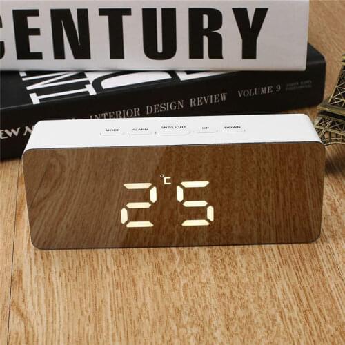 LED Digital display Mirror Alarm Clock Snooze Desk Table Electronic Clock Temperature Display Home Bedroom Decoration Clocks