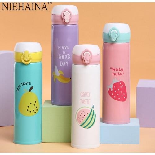 400Ml Thermos Bottle Stainless Steel Vacuum Flask Travel Coffee Thermo Mug Fruit Pattern Thermos Mug Thermo Cup