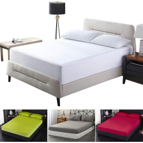 Multi Size Waterproof Mattress Cover Solid Color Bed Fitted Sheet Protector Anti Dust Against Mites and Bacteria Fitted Sheet