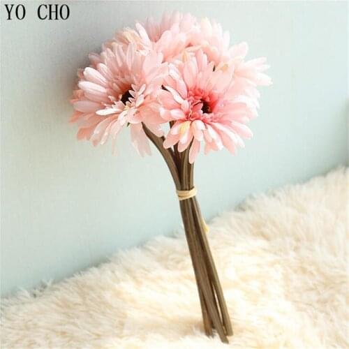 YO CHO 7 Heads High Quality Multilayer African Daisy Artificial Flowers Xmas Gift Party Flowers Home Garden Decor Silk Flower