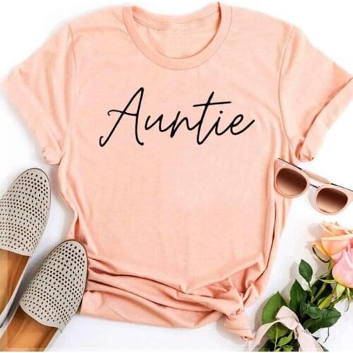 Auntie Shirt Aunt Gift 2021 Pregnancy Announcement Tshirt Harajuku Womens Clothing Aunt Life Summer Gift for Auntie Letter
